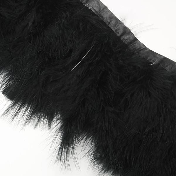 

PandaHall Fashion Feather Cloth Strand Costume Accessories, Black, 120~190x28~56mm, about 2m/bag Feather Feather Black