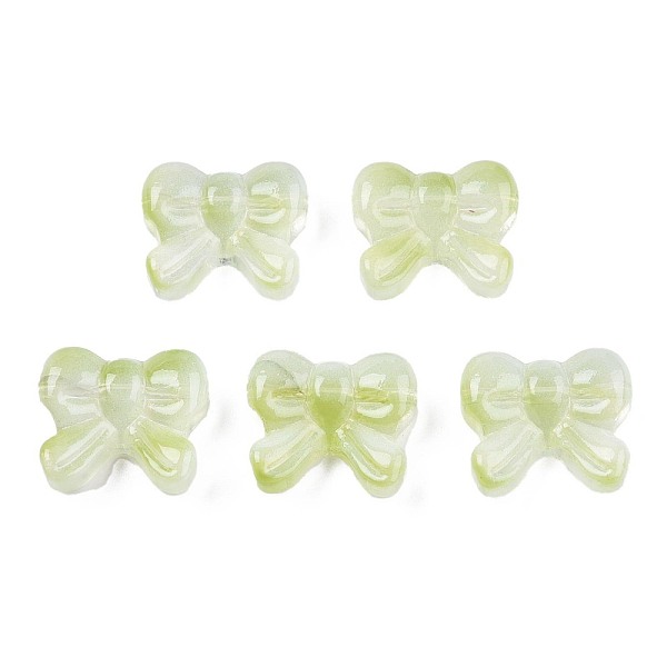 

PandaHall Transparent Spray Painted Glass Beads, Bowknot, Yellow Green, 14x16x6mm, Hole: 1mm Glass Bowknot
