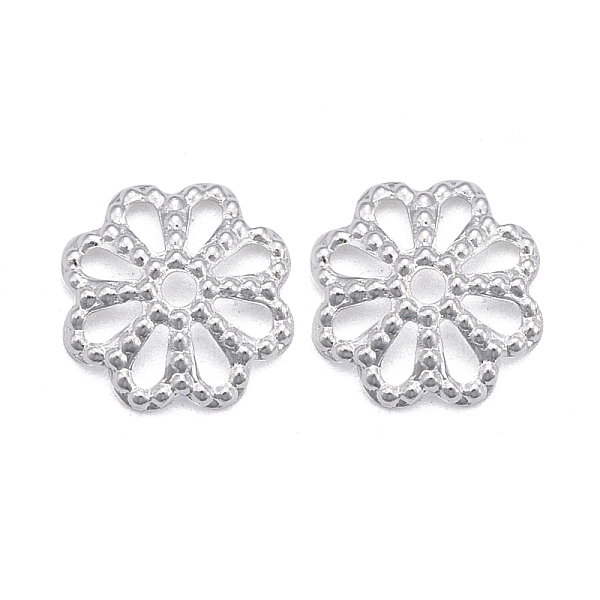 

PandaHall Brass Multi-Petal Bead Caps, Long-Lasting Plated, Flower, Silver, 8x1.2mm, Hole: 1mm Brass