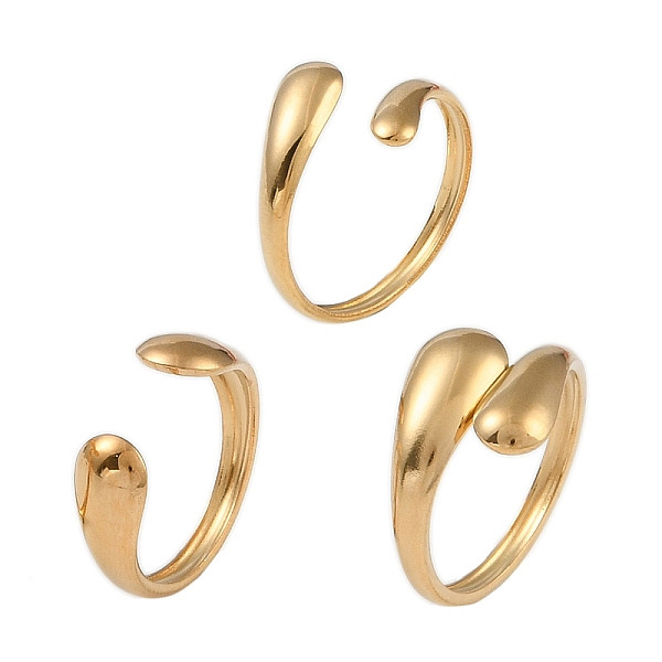 

PandaHall 304 Stainless Steel Teardrop Open Cuff Rings for Women, Real 18K Gold Plated, Inner Diameter: 18~19.5mm, 3pcs/set 304 Stainless...