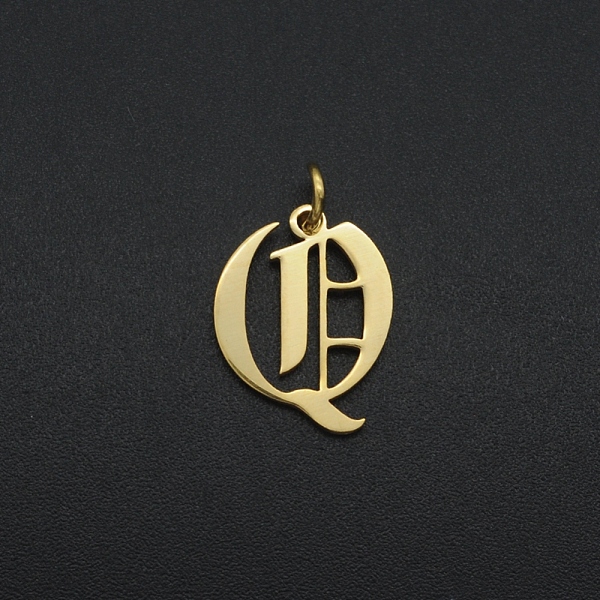 

PandaHall 201 Stainless Steel Pendants, with Jump Ring, Old English, Letter, Laser Cut, Golden, Letter.Q, 16x12x1mm, Hole: 3mm 201 Stainless...