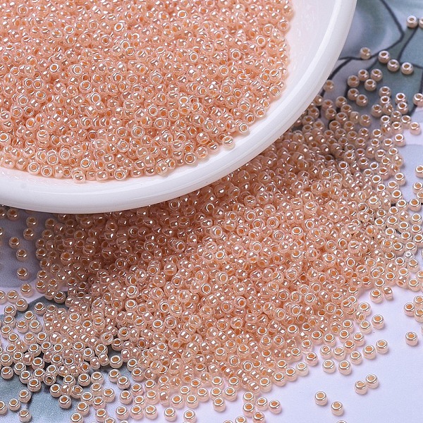 

PandaHall MIYUKI Round Rocailles Beads, Japanese Seed Beads, (RR543) Tea Rose Ceylon, 11/0, 2x1.3mm, Hole: 0.8mm, about 5500pcs/50g Glass..., Pink