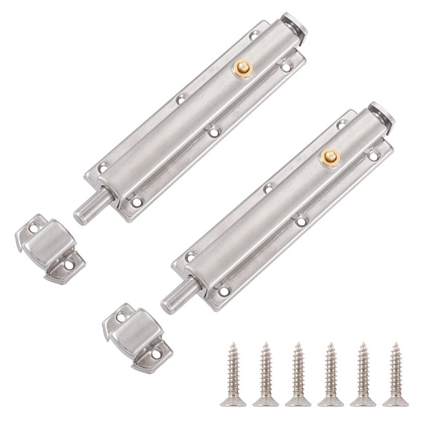 

PandaHall 304 Stainless Steel Spring Locks Set, with Screws, Stainless Steel Color, 20~144x31~32x18~20mm, Hole: 3~3.5mm Stainless Steel