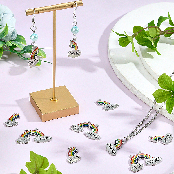 

PandaHall 20 Pairs Rainbow Best Friends Enamel Charms, Alloy Enamel Split Pendants with Words Hawaii Style Accessories for Necklace...