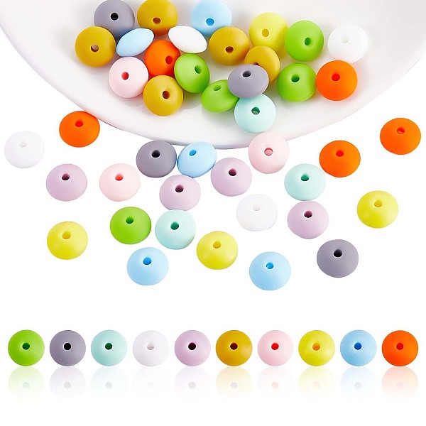 

PandaHall 100Pcs 12MM Silicone Abacus Beads Silicone Beads Bulk Colorful Spacer Beads Silicone Bead Kit for Keychains Bracelets Necklaces..., Multicolor