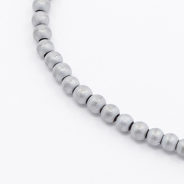 

PandaHall Electroplate Non-magnetic Synthetic Hematite Frosted Round Beads Strands, Platinum Plated, 2x2mm, Hole: 1mm, about 200pcs/strand...
