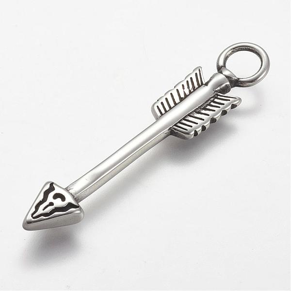 

PandaHall 304 Stainless Steel Pendants, Arrowhead, Antique Silver, 44.5x8.5x3mm, Hole: 4.5mm 304 Stainless Steel Sports