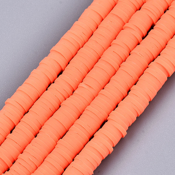 

PandaHall Handmade Polymer Clay Beads Strands, for DIY Jewelry Crafts Supplies, Heishi Beads, Disc/Flat Round, Coral, 6x0.5~1mm, Hole: 1.8mm..., Red