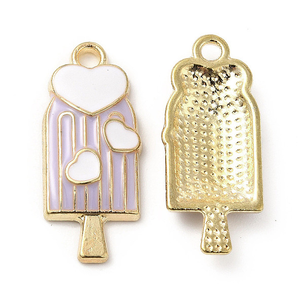 

PandaHall Summer Theme Alloy Enamel Pendants, Ice Sucker with Heart Charms, Golden, Lavender, 24x10x3mm, Hole: 1.8mm Alloy+Enamel Food..., Purple