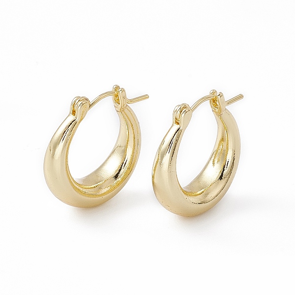 

PandaHall Brass Thick Hoop Earrings for Women, Lead Free & Cadmium Free, Real 18K Gold Plated, 20x18.5x6mm, Pin: 0.9mm Brass Ring