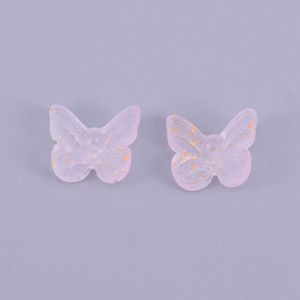 

PandaHall Transparent & Frosted Czech Glass Beads, with Glitter Powder, Butterfly, Lavender Blush, 9.5x11x3.8~4.5mm, Hole: 1.2mm Czech Glass..., Pink