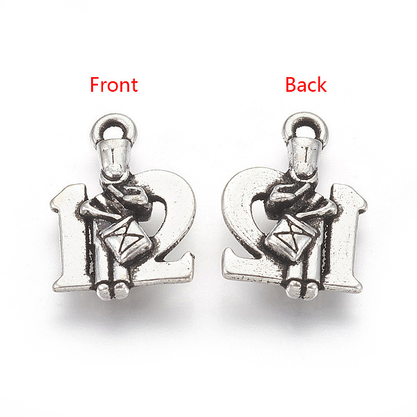 

PandaHall Tibetan Style Alloy Pendants, Number 12 with Human, Cadmium Free & Nickel Free & Lead Free, Antique Silver, 18x12x4mm, Hole: 2mm...