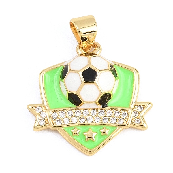 Colgantes de latón con microincrustaciones de circonitas cúbicas y forma de balón de fútbol.