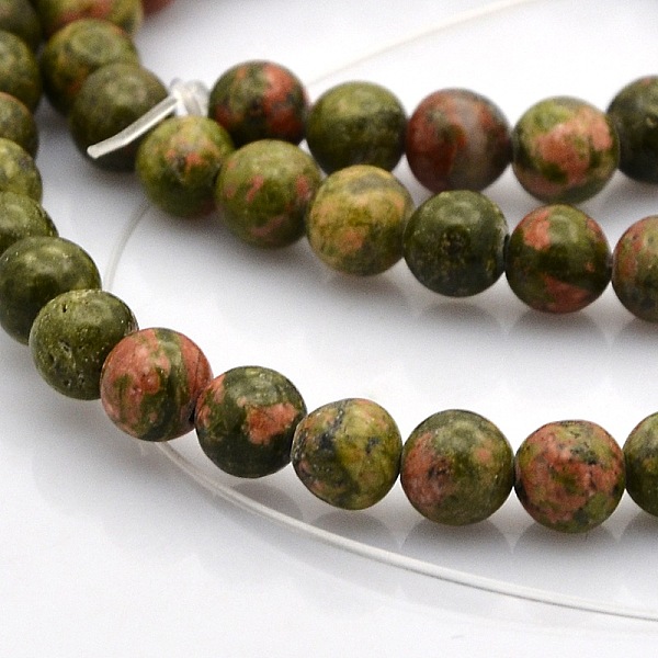 

PandaHall Natural Unakite Round Beads Strands, 6~7mm, Hole: 1mm, about 61pcs/strand, 15.7 inch Unakite Round