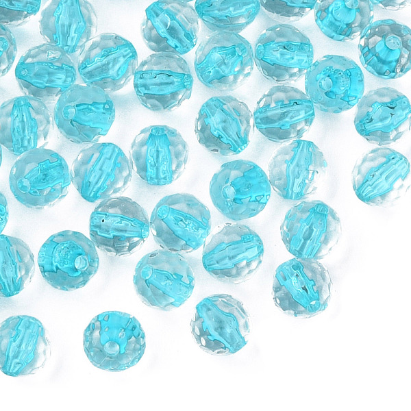 

PandaHall Transparent Acrylic Beads, Round, Faceted, Dark Turquoise, 8mm, Hole: 1.6mm, about 1810pcs/500g Acrylic Round
