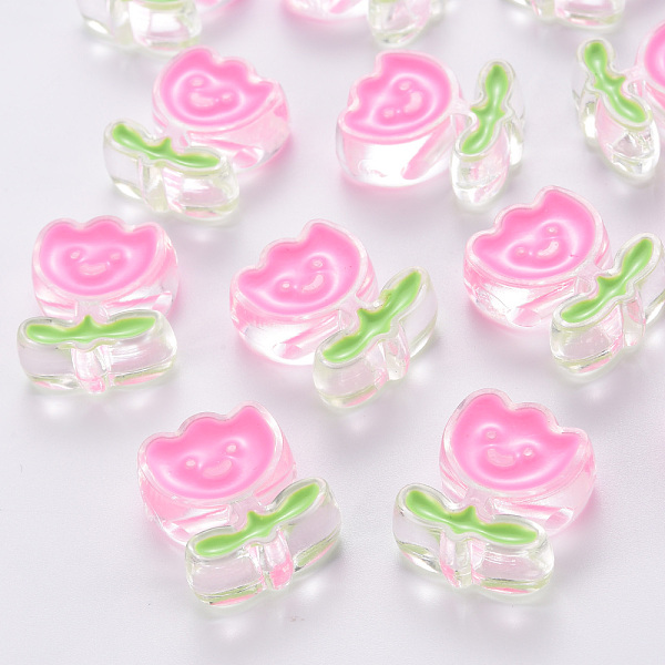 

PandaHall Transparent Acrylic Beads, with Enamel, Flower, Hot Pink, 24.5x20x9mm, Hole: 3mm Acrylic Flower