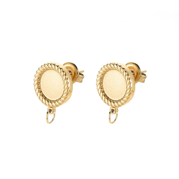

PandaHall Ion Plating(IP) 304 Stainless Steel Stud Earring Findings, Earring Setting for Enamel, with Jump Rings and Ear Nuts, Flat Round...