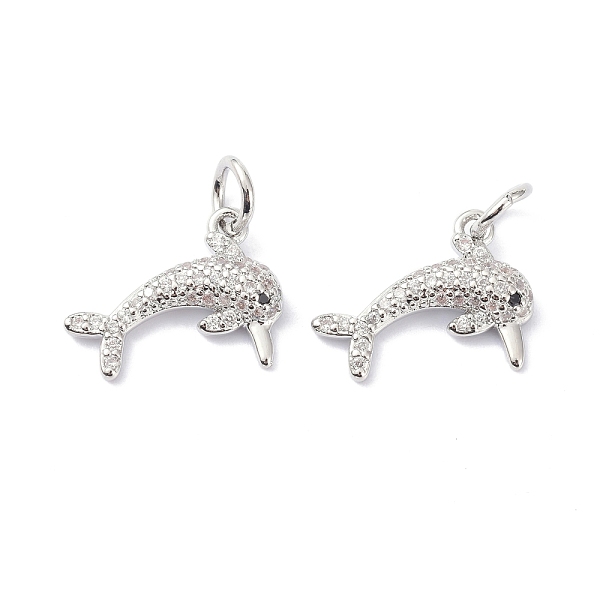 

PandaHall Brass Cubic Zirconia Charms, with Jump Ring, Long-Lasting Plated, Lead Free & Cadmium Free, Dolphin, Real Platinum Plated..., Clear