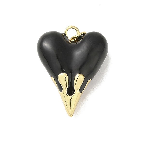 

PandaHall Rack Plating Brass Pendants, with Enamel, Long-Lasting, Lead Free & Cadmium Free, Real 18K Gold Plated, Heart Charm, Black...