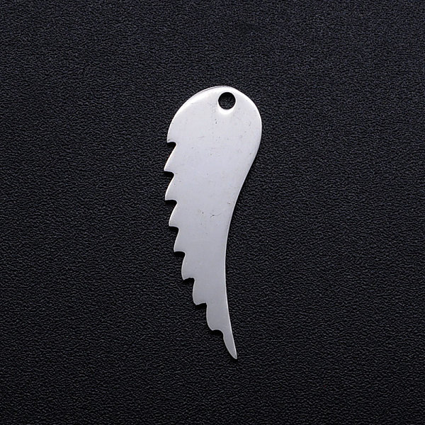 

PandaHall 201 Stainless Steel Charms, Wing, Stainless Steel Color, 25.5x8.5x1mm, Hole: 1.5mm 201 Stainless Steel Wing