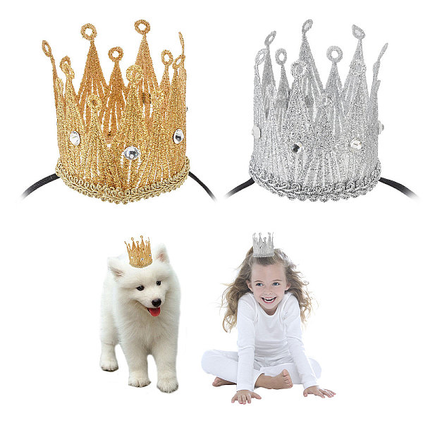 

PandaHall 2Pcs 2 Colors Cloth Crown Party Hats, with Elastic String, Birthday Gifts, for Girl Kid Birthday Party Supplies, Mixed Color, 3mm..., Multicolor