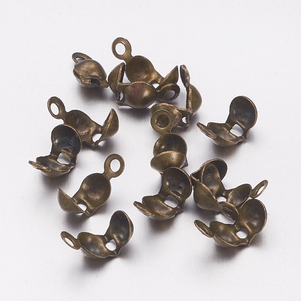 

PandaHall Iron Bead Tips, Calotte Ends, Clamshell Knot Cover, Nickel Free, Antique Bronze, 8x4mm, Hole: 1.5mm, Inner Diameter: 3mm Iron