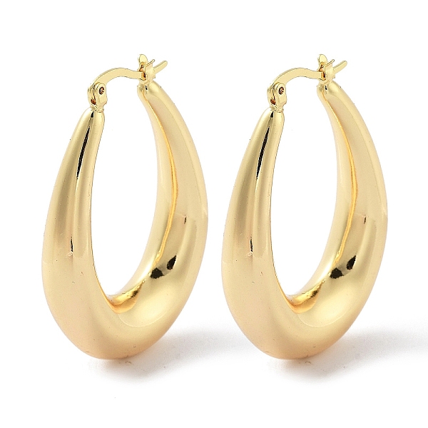 

PandaHall Brass Hoop Earrings, Real 18K Gold Plated, 44x8.5mm Brass