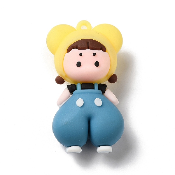 

PandaHall PVC Plastic Cartoon Big Pendants, for DIY Keychain Making, Girl Charm, Steel Blue, 54.5x31x20mm, Hole: 2mm PVC Human Blue