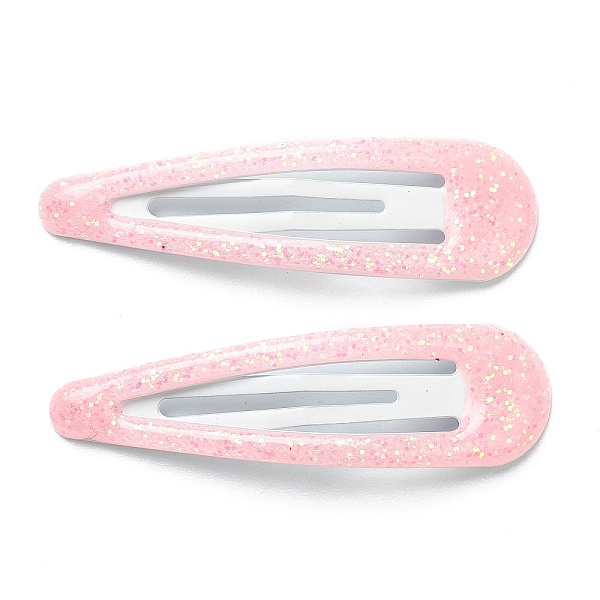 

PandaHall Cute Iron Snap Hair Clips, with Enamel and Powder, Teardrop, for Childern, Pink, 48.5x14x2mm Iron Pink