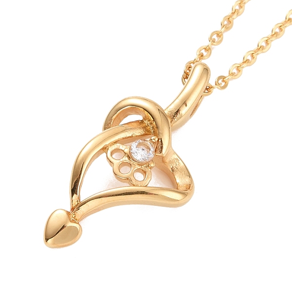 

PandaHall Vacuum Plating 304 Stainless Steel Heart Pendant Necklace with Clear Cubic Zirconia for Women, Golden, 18.50 inch(47cm) Cubic...