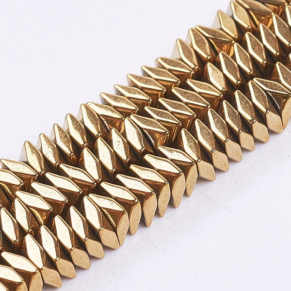 

PandaHall Electroplate Non-Magnetic Synthetic Hematite Strands, Faceted, Square, Golden Plated, 3x3x1mm, Hole: 0.5mm, about 395pcs/strand...