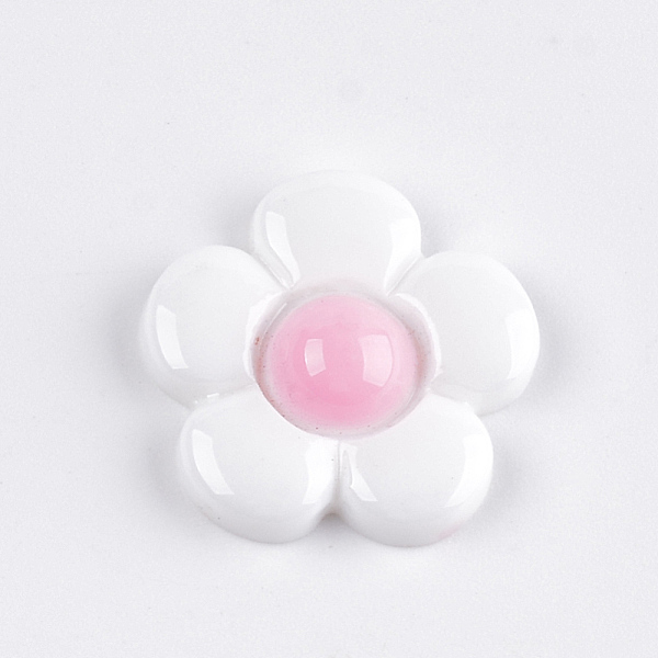 

PandaHall Resin Cabochons, Flower, White, 20x20~21x5~6mm Resin Flower White