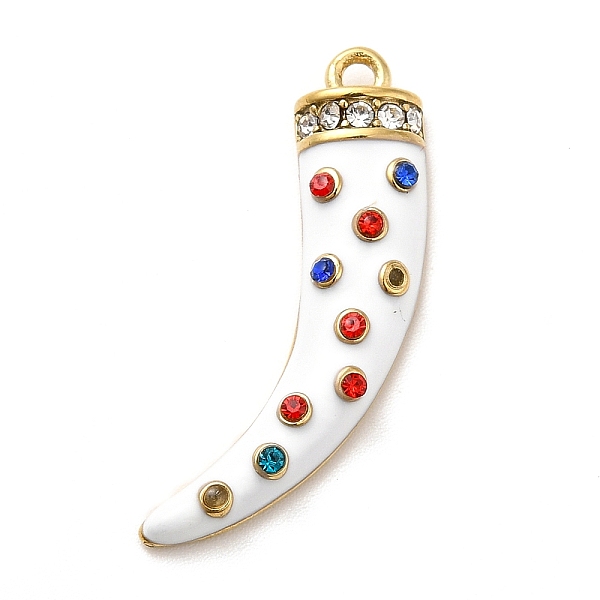 

PandaHall Ion Plating(IP) 304 Stainless Steel Rhinestone Pendants, with Enamel, Golden, Scabbard, White, 27x16x4mm, Hole: 1.6mm Stainless...