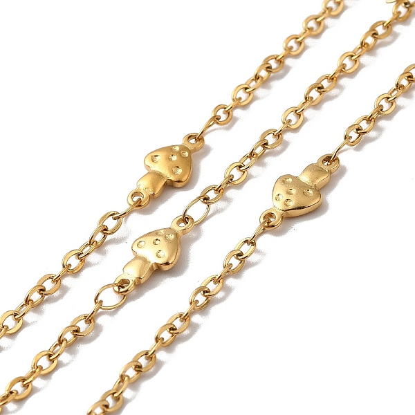 

PandaHall Ion Plating(IP) 304 Stainless Steel Mushroom Link Chains, with Spool, Soldered, Golden, 11.5x5.5x1.7mm, 2.5x2x0.3mm, about 32.81...
