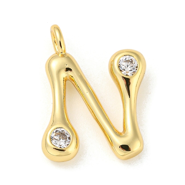 

PandaHall Rack Plating Brass Micro Pave Cubic Zirconia Pendants, Cadmium Free & Lead Free, Long-Lasting Plated, Real 18K Gold Plated, Letter..., Clear