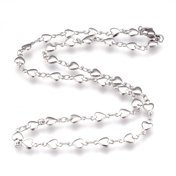 

PandaHall 304 Stainless Steel Link Necklaces, Heart, Stainless Steel Color, 17.3 inch(44cm), 5mm 304 Stainless Steel