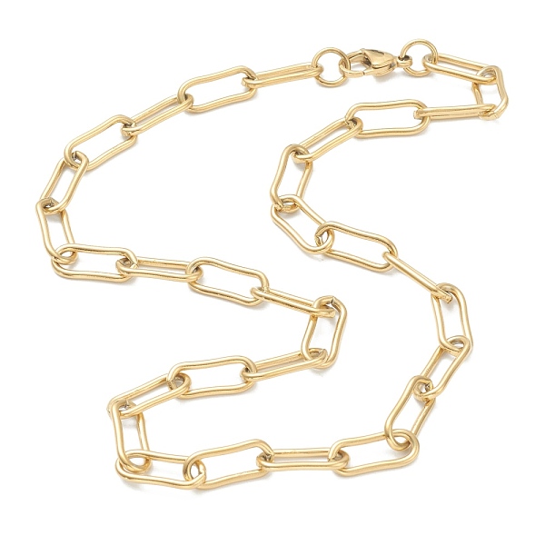 

PandaHall 304 Stainless Steel Paperclip Chain Necklaces, with Lobster Claw Clasps, Golden, 17.63 inch(44.8cm) 304 Stainless Steel