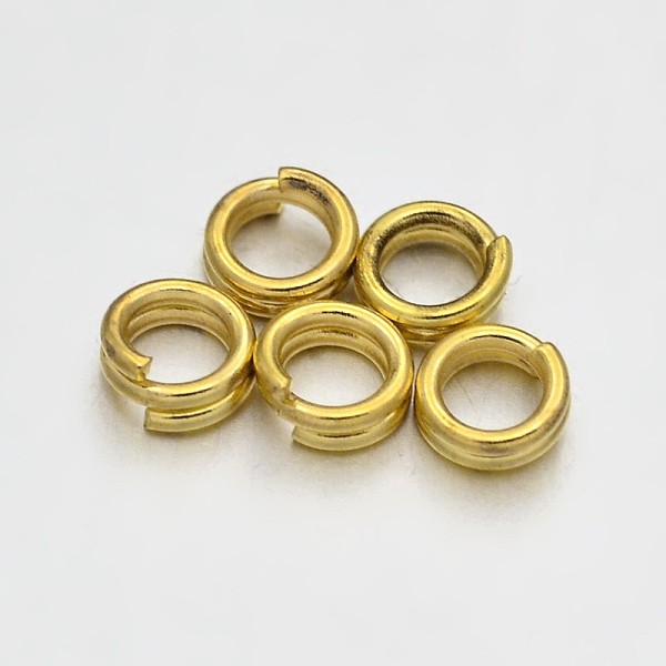 

PandaHall Brass Split Rings, Double Loops Jump Rings, Golden, 4x0.8mm, about 3.2mm inner diameter, about 6755pcs/500g Brass Ring