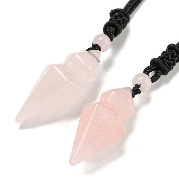

PandaHall Natural Rose Quartz Conical Pendulum Pendant Necklace with Nylon Cord for Women, 27.56 inch(70cm) Rose Quartz Others