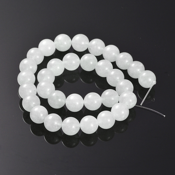 

PandaHall Natural White Jade Bead Strands, Round, White, 8mm, Hole: 1mm, about 48pcs/strand, 15.3 inch(39cm) White Jade Round White