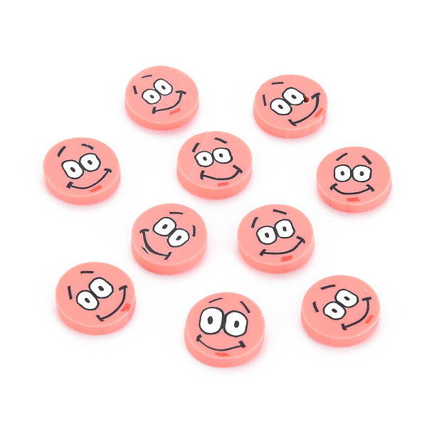 

PandaHall Handmade Polymer Clay Cabochons, Flat Round with Expression, Salmon, 9~10x1~2mm, about 5000pcs/1000g Polymer Clay Flat Round Red