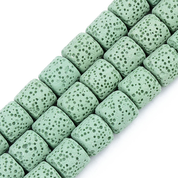 

PandaHall Synthetic Lava Rock Beads Strands, Dyed, Column, Aquamarine, 10x10mm, Hole: 2mm, about 39pcs/strand, 15.35 inch(39cm) Lava Rock..., Green