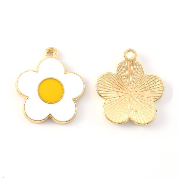 

PandaHall Alloy Enamel Pendants, Flower, Light Gold, White, 21.5x19x2mm, Hole: 1.6mm Alloy+Enamel Flower White