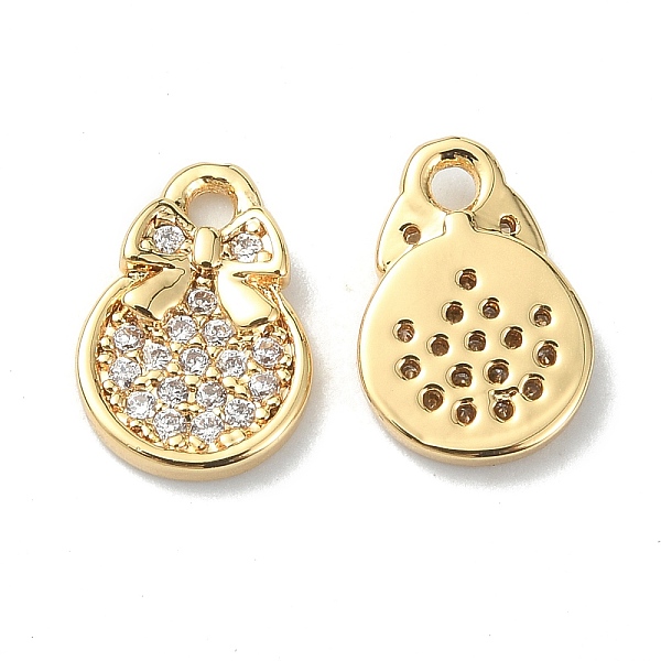 

PandaHall Rack Plating Brass Clear Cubic Zirconia Charms, Handbag with Bowknot Charm, Real 18K Gold Plated, 11x7.5x2mm, Hole: 1.5mm...
