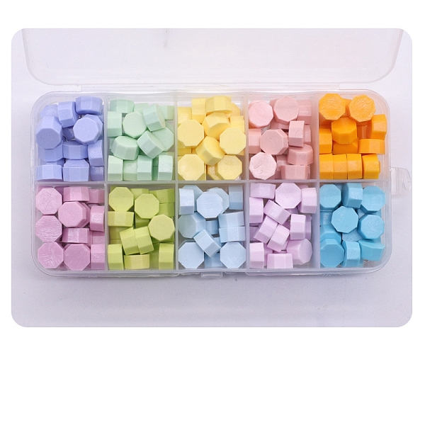 

PandaHall 10 Grids Sealing Wax Particles, for Retro Seal Stamp, Octagon, Colorful, 125x65mm Wax Octagon