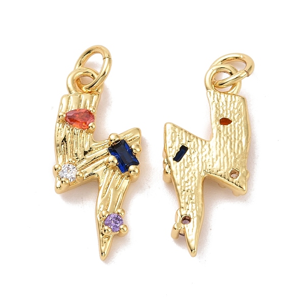 

PandaHall Lightning Brass Micro Pave Colorful Cubic Zirconia Pendants, with Jump Rings, Cadmium Free & Lead Free, Real 18K Gold Plated...