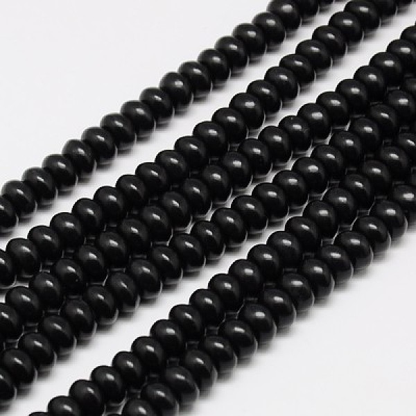 

PandaHall Synthetic Turquoise Beads Strands, Dyed, Rondelle, Black, 6x4mm, Hole: 1mm, about 88~90pcs/strand, 15 inch Synthetic Turquoise...
