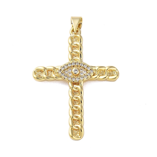 

PandaHall Brass Micro Pave Clear Cubic Zirconia Pendants, Real 18K Gold Plated, Cross, Eye, 36x26~26.5x3~4mm, Hole: 4x3.5mm Brass+Cubic...