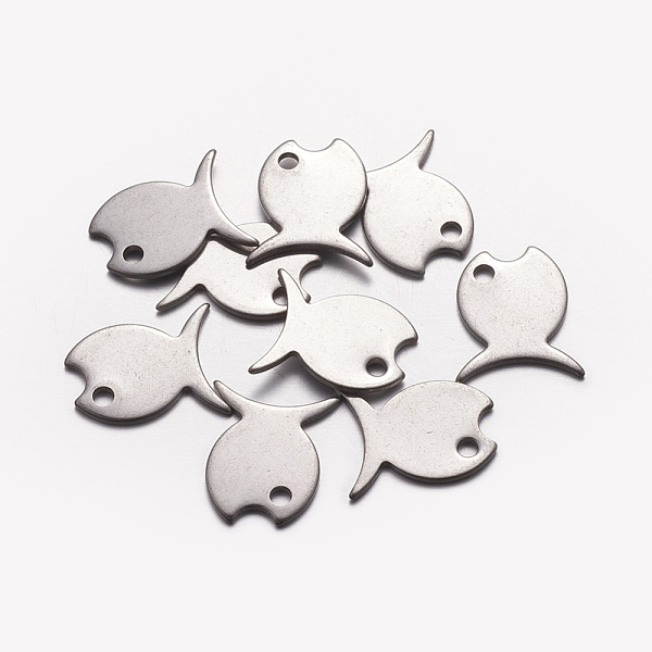 

PandaHall Stainless Steel Pendants, Fish, Stainless Steel Color, 14.5x12.5x1mm, Hole: 1mm Stainless Steel Fish