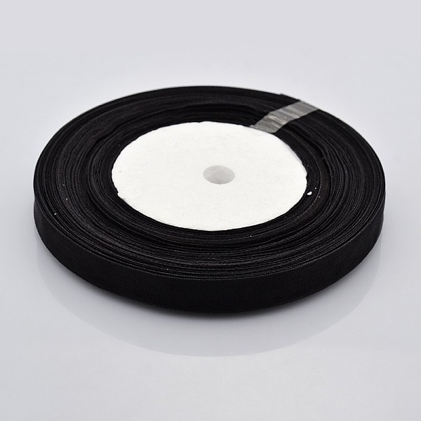 

PandaHall Organza Ribbon, Black, about 3/8 inch(10mm) wide, 50yards/roll(45.72m/roll) Polyester Black